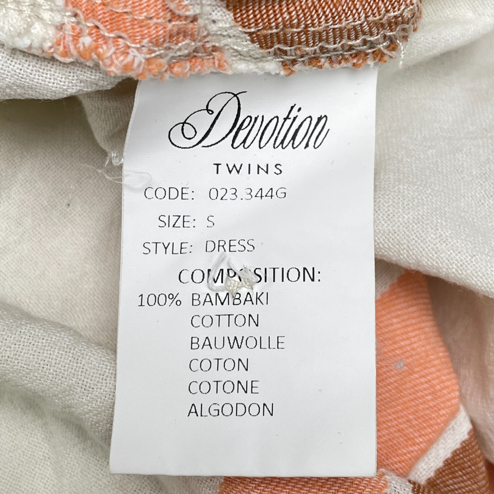 Devotion Twins Mini Dress Womens Small White Orange Striped Button Front V-Neck