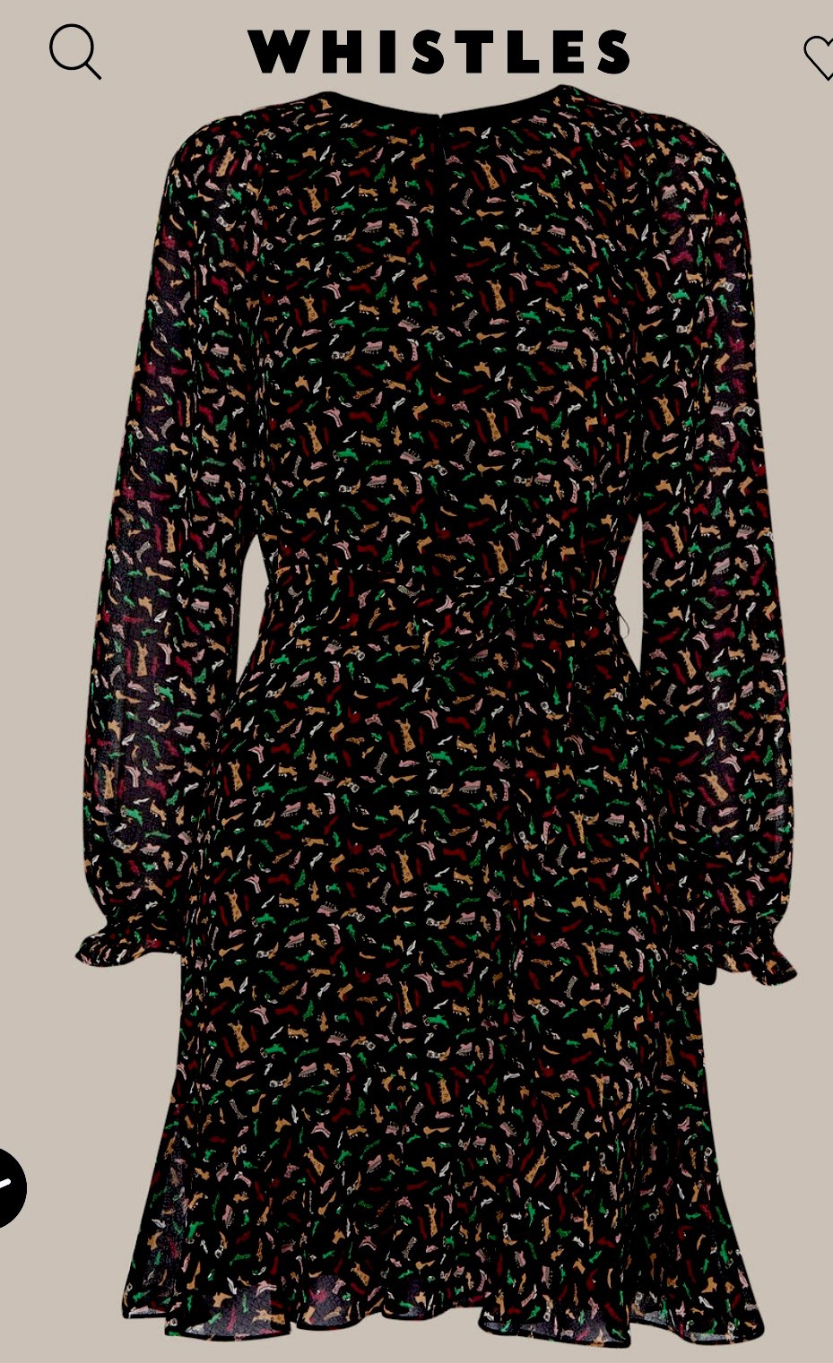 Whistles Black with multicoloured shoe Print Floaty short Dress Size 10