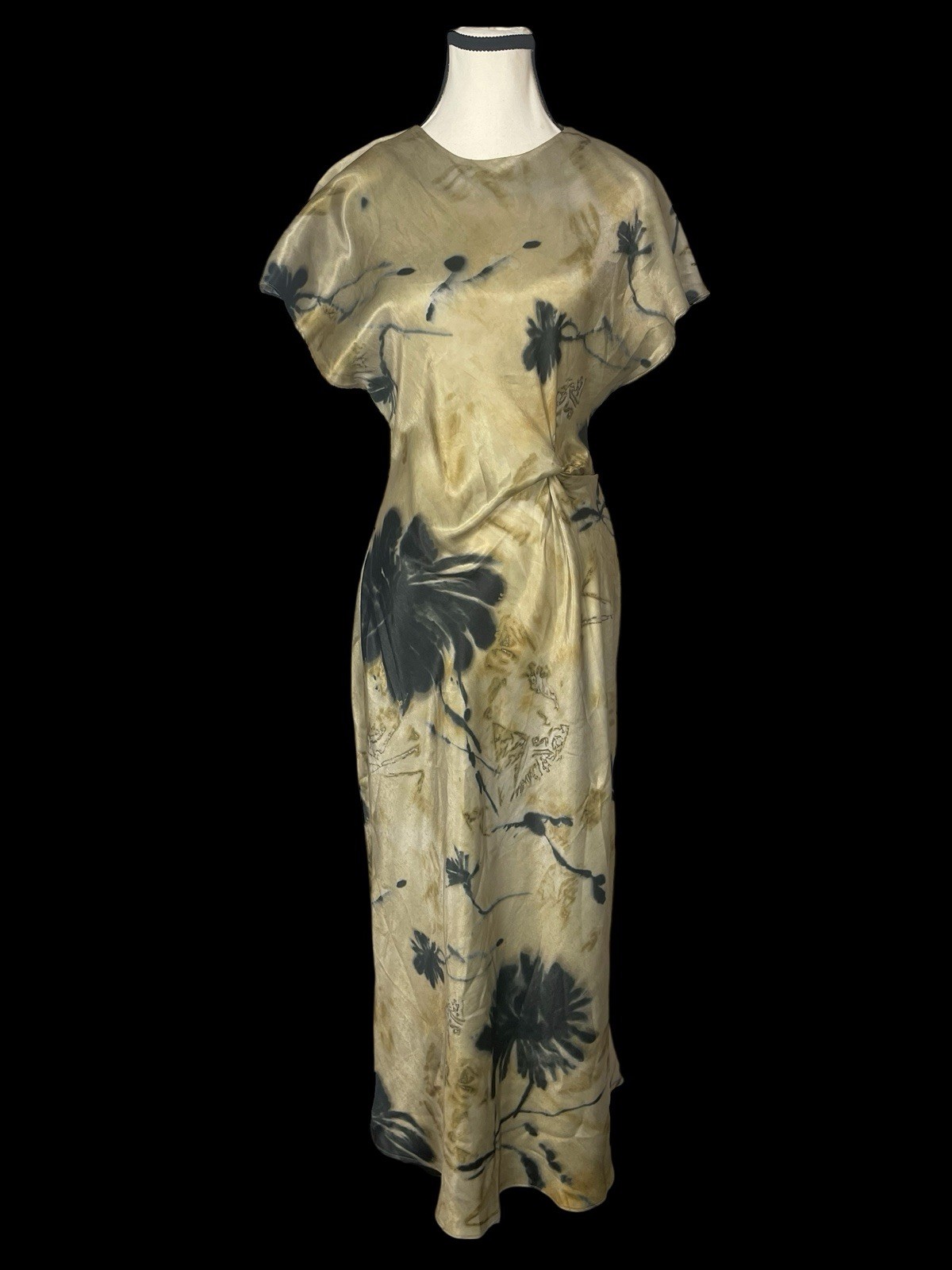 ZARA Viral Satin Effect Draped Midi Dress Womens M Wedding Guest Date Night