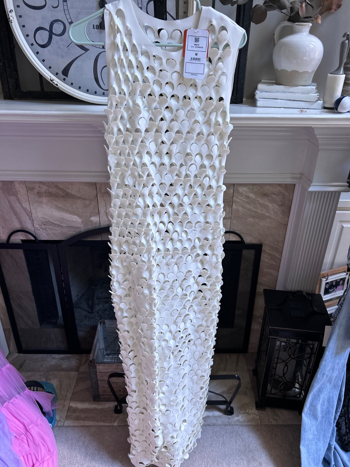 NWT $125 KIKIRIKI sheer cut out sleeveless maxi dress – off white – 56514 – M