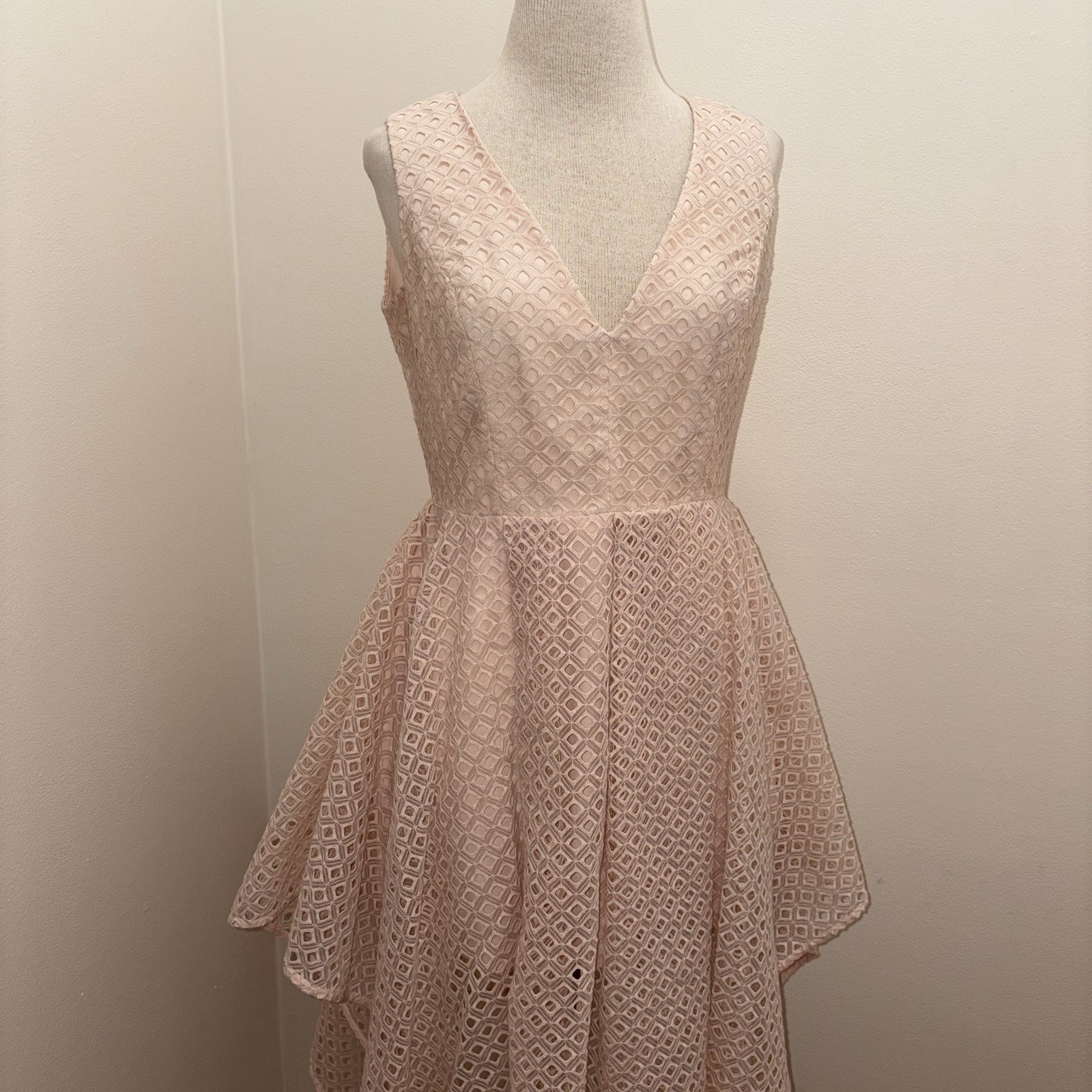 Keepsake The Label $275 Last Dance Eyelet In Soft Peach A Line Dress Size Large