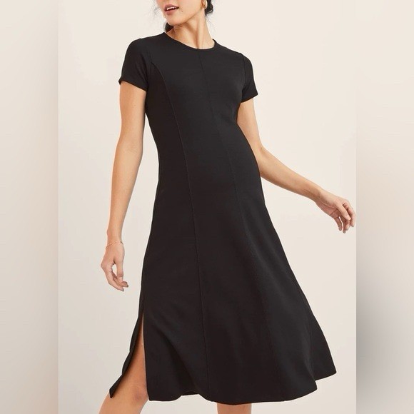HATCH Maternity Women’s THE VIRGINIA SEEMED DRESS Black Viscose $248 NEW