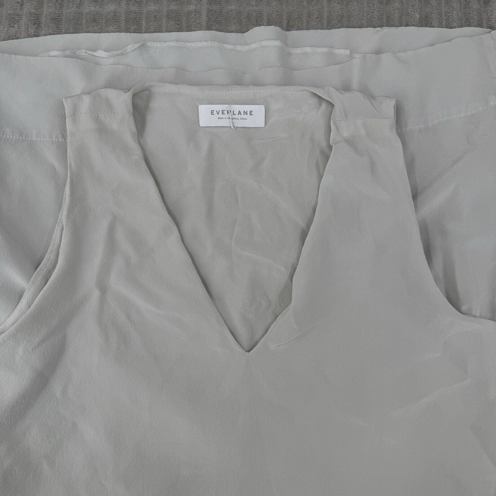 Everlane Womens Dress 4 Gray The Double-Lined Silk V-Neck Sleeveless Lightweight
