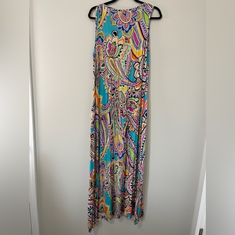 Klozlyne Maxi Dress Womens Medium Multicolored Paisley Bright Indie Funky Summer