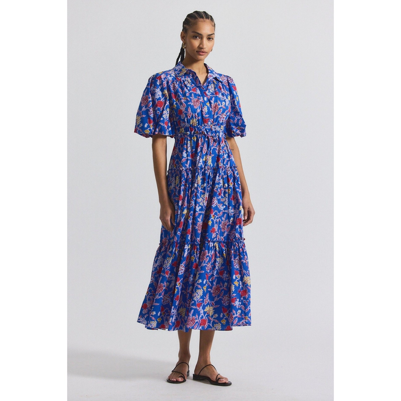 Derek Lam Dahlia Floral Balloon-Sleeve Midi Dress size 16
