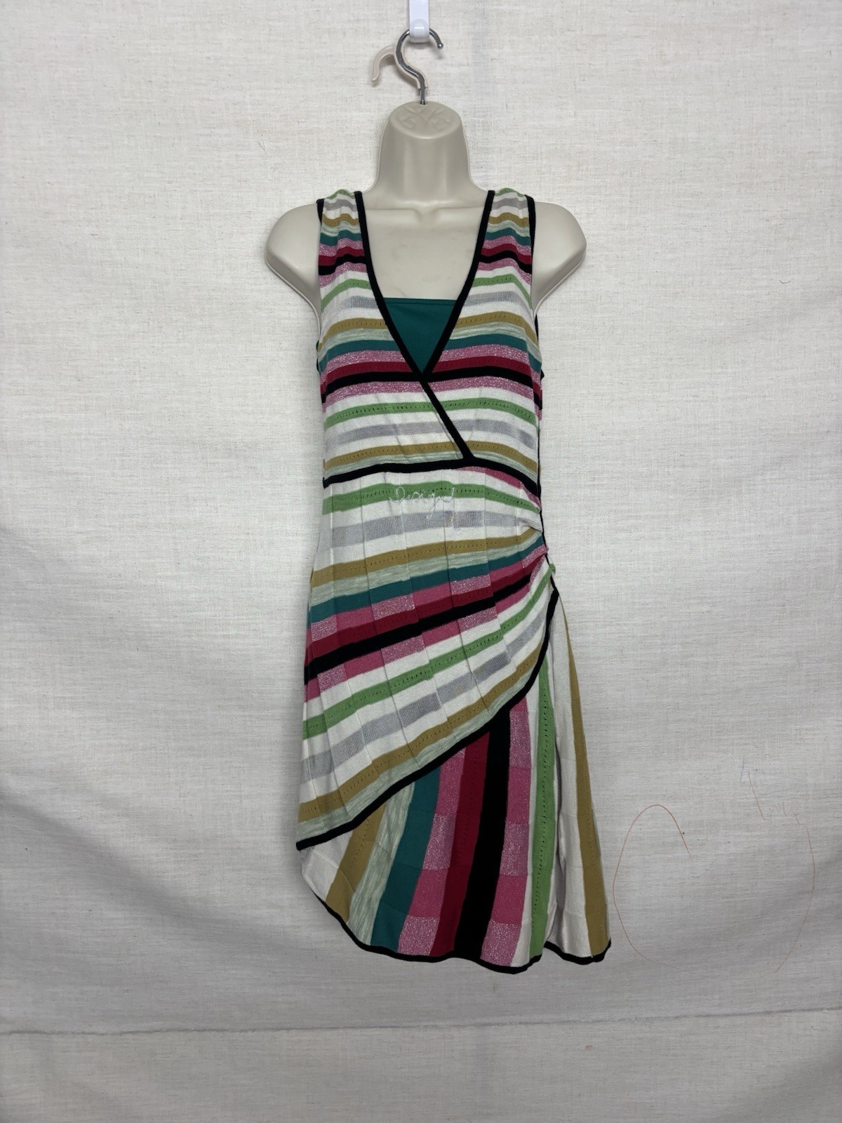 Desigual Dress Medium Knee Sleeveless Boho Multicolor Stretch Boho