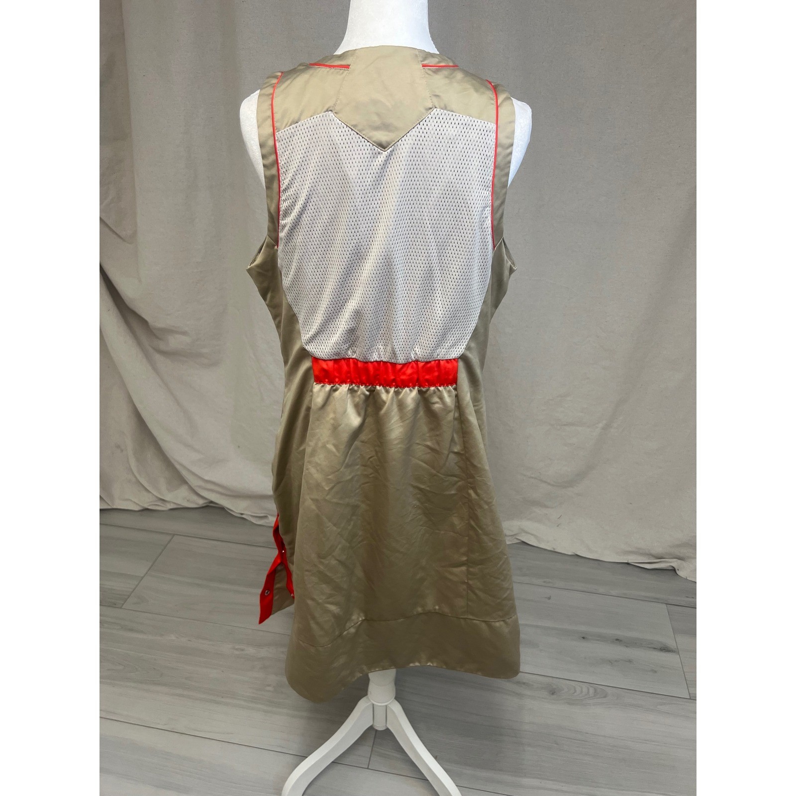 Jordan Flight Dress Tank Top Zip Front Mesh Panels Tan Red Sz L Utility Athletic