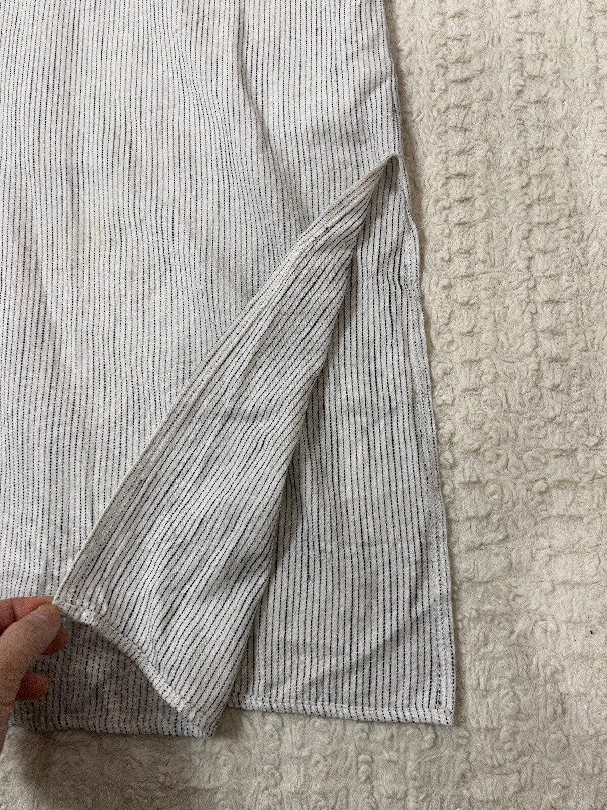 Mod Ref Women White Black Stripe Midi Spagetti Strap SunDress Cotton Sz S Comfy