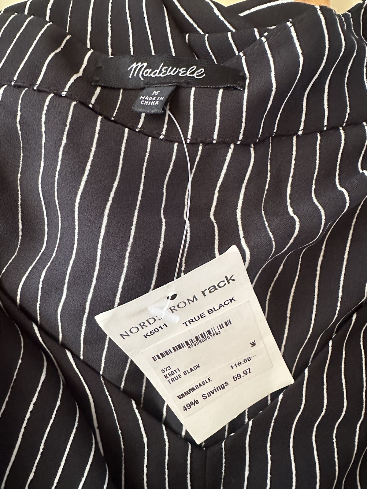 B2 Madewell Black Novell Striped Shift Dress Size M -NWT!