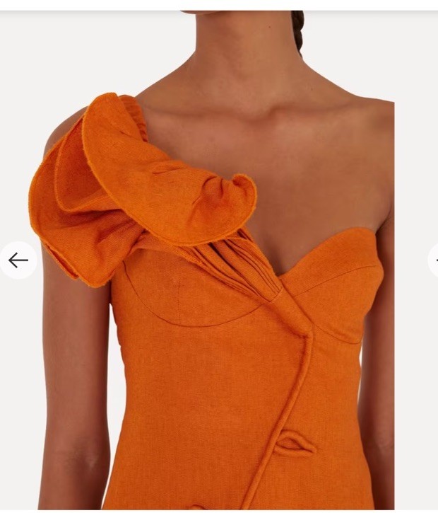 Farm rio Women’s Orange Mini Flower One Shoulder Dress Size Medium
