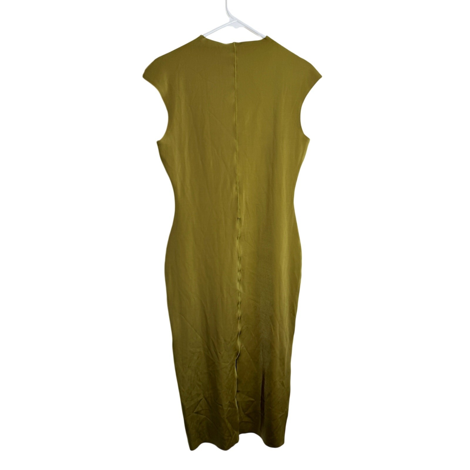 Zara Olive Green sculpting bodycon Polyamide Midi Dress size L NWOT minimalist