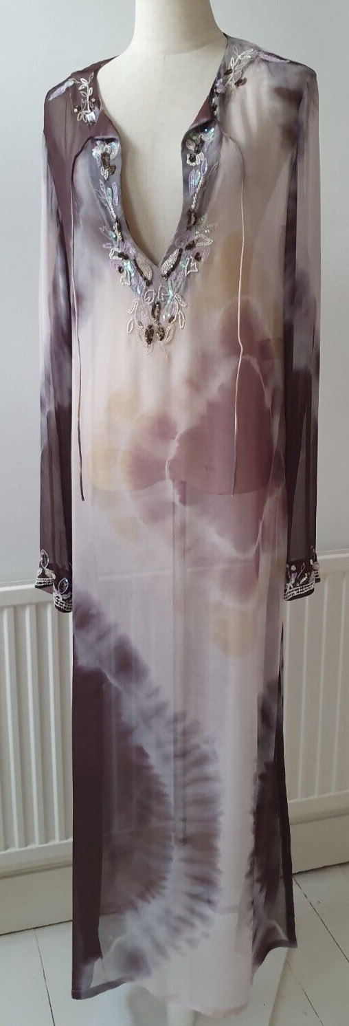 ***GORGEOUS***ALL SAINTS ZAMI MAXI KAFTAN, UK14, US10, EU42, 100% SILK