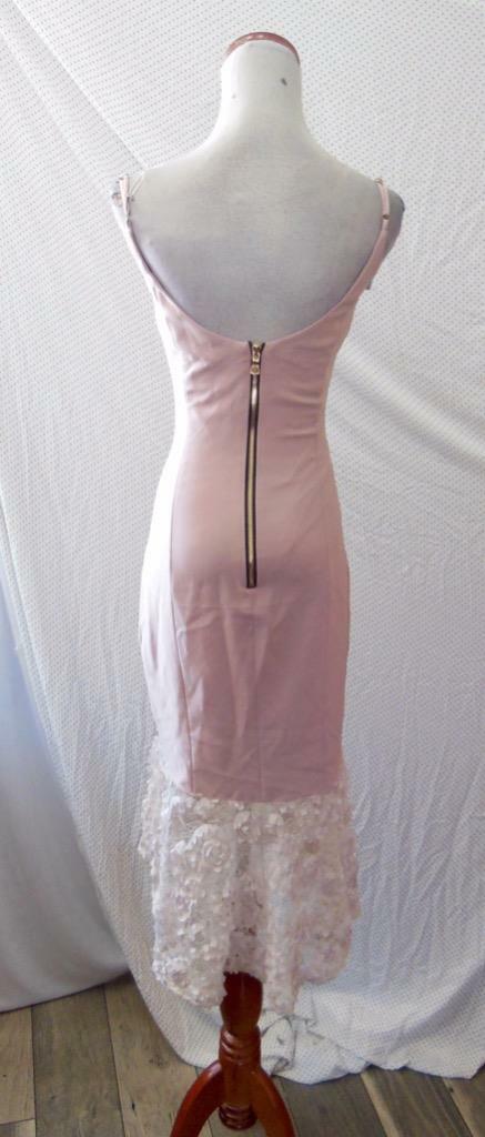 NEW Maria Bianca Nero BLUSH Milly LACE Hi-Lo HEM Flounce SHEATH Slip DRESS 0