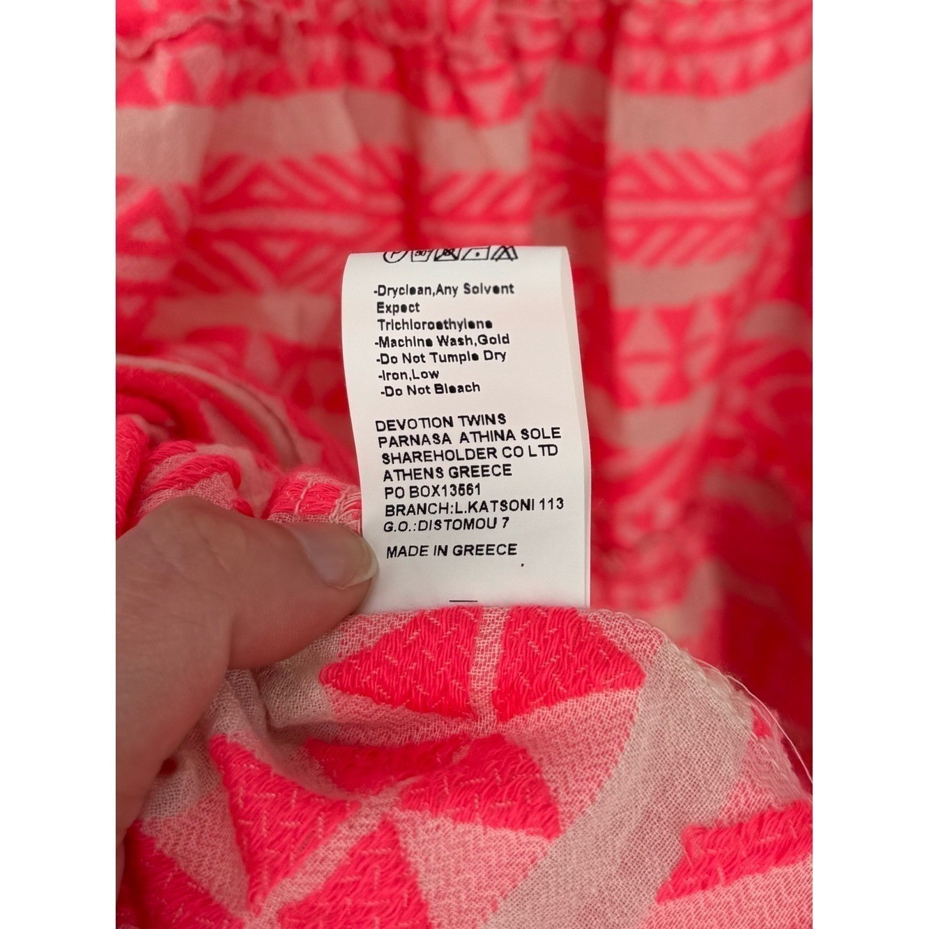 Devotion Twins Ella Embroidered Cotton Mini Dress Small Pink and White