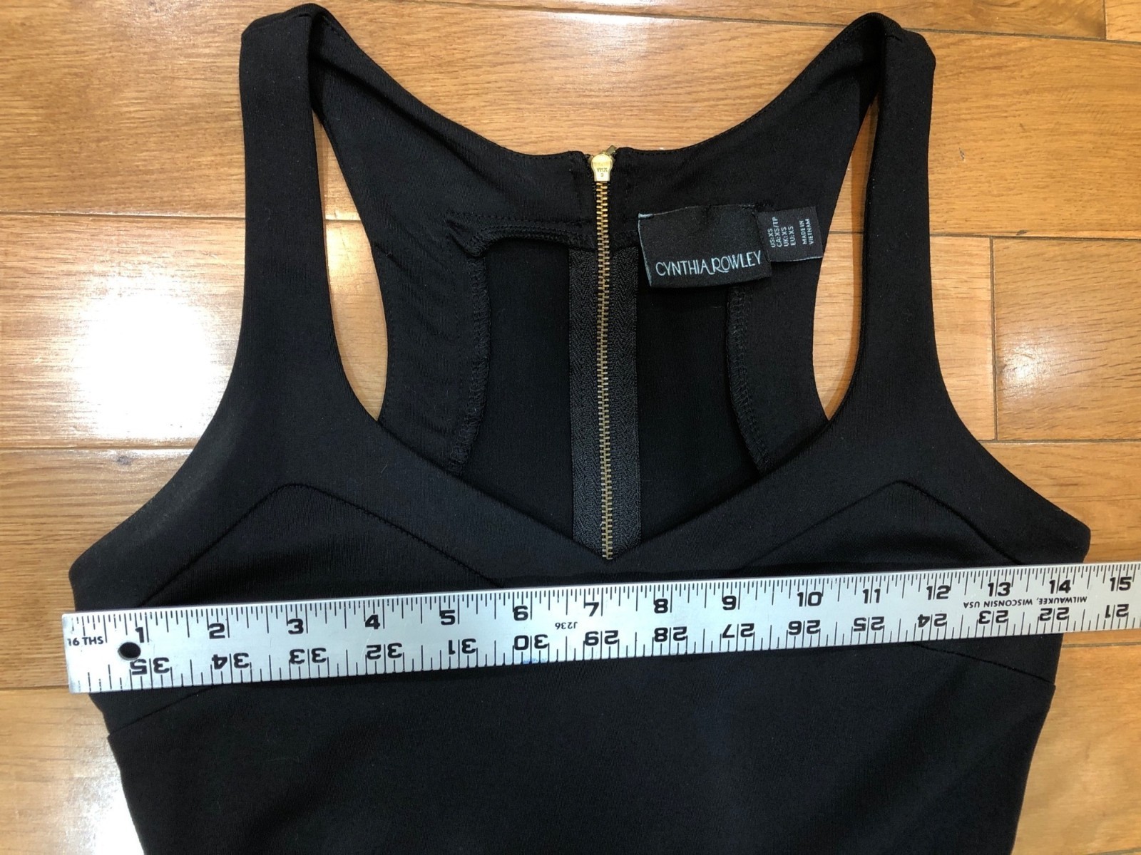 Cynthia Rowley Black Sleeveless Fit & Flare Dress With Gold Back Zipper Size XS