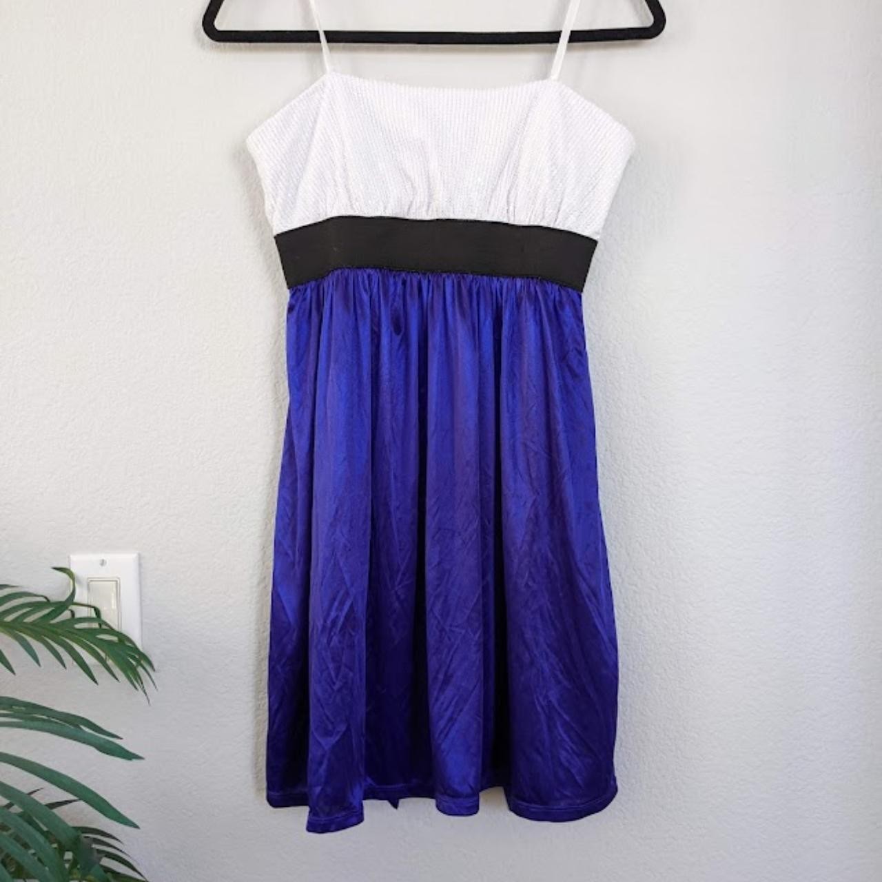 City Studios Strapless Sequin Dress White Purple Black M