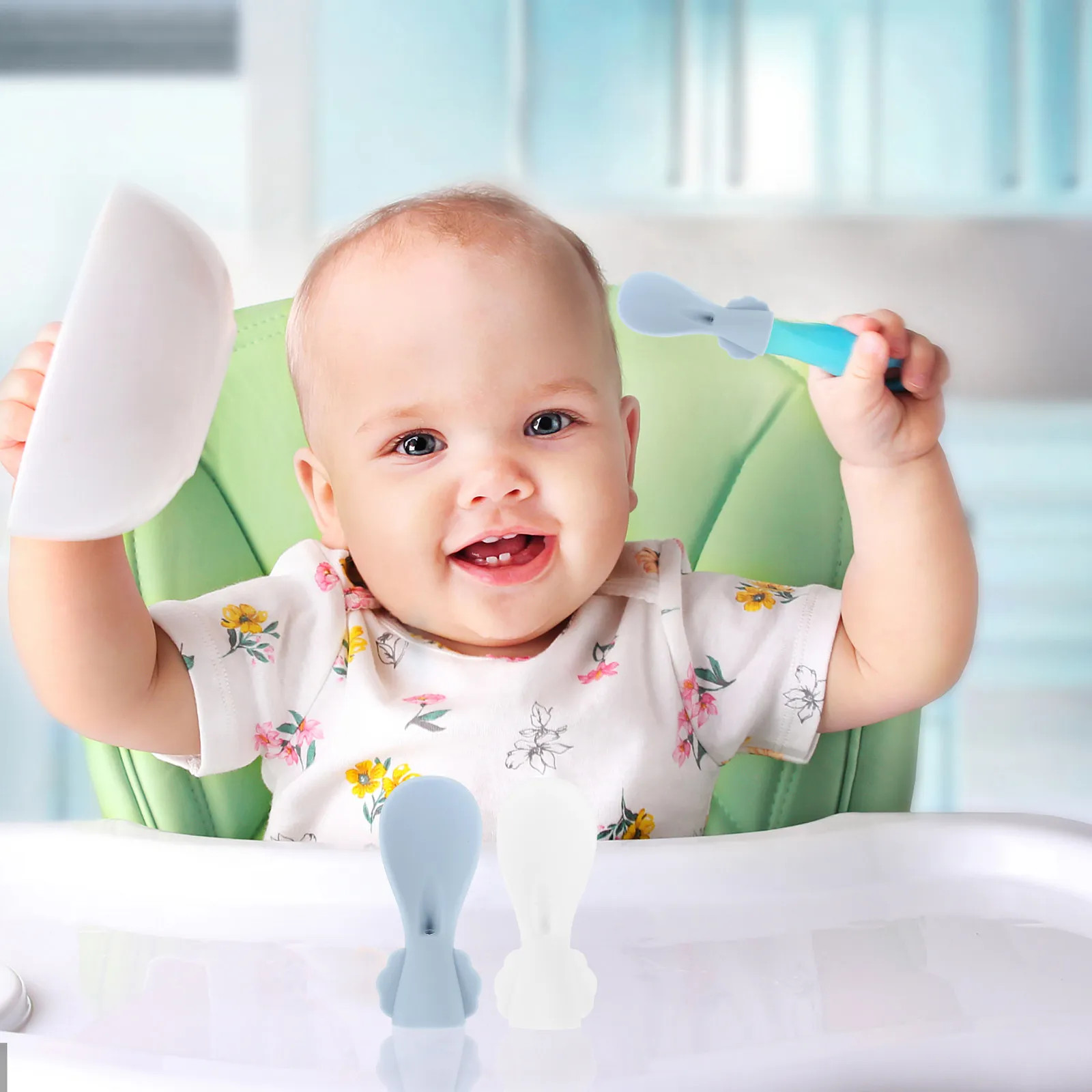 2Pcs Silicone Baby Food Pouch Squeeze Spoon