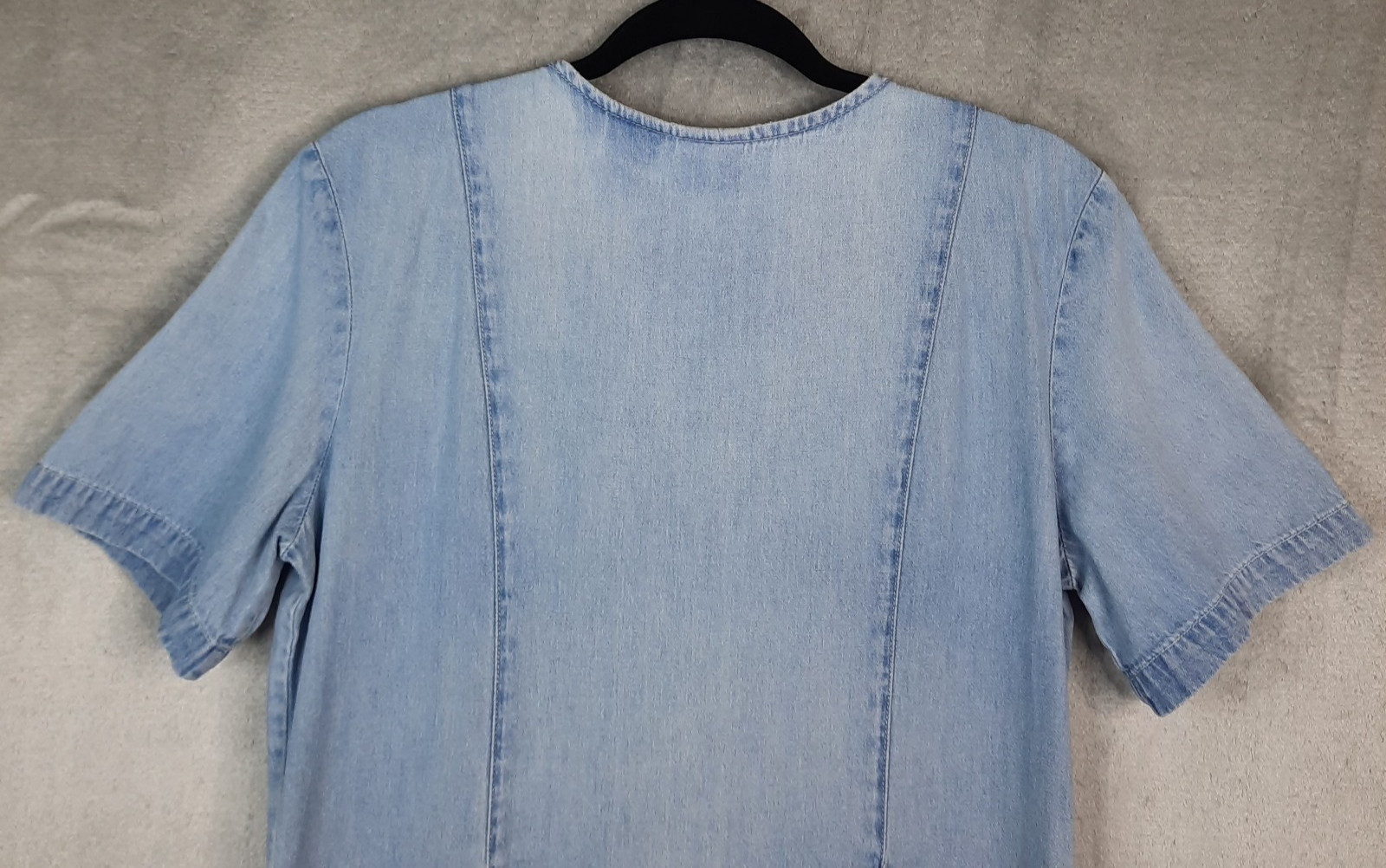 VTG 90s Button Front Denim Gingham Dress Womens 12 Cottagecore Prairie Western