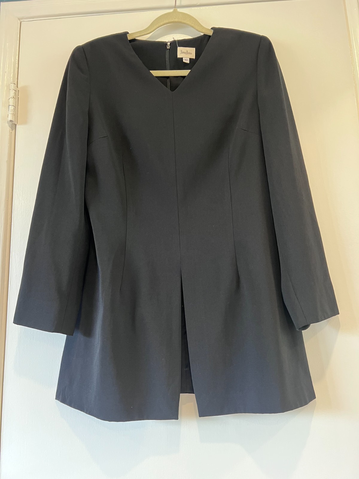 VTG Neiman Marcus Black Tunic Jacket Size 10 90s Y2K Structured Minimalist Blaze