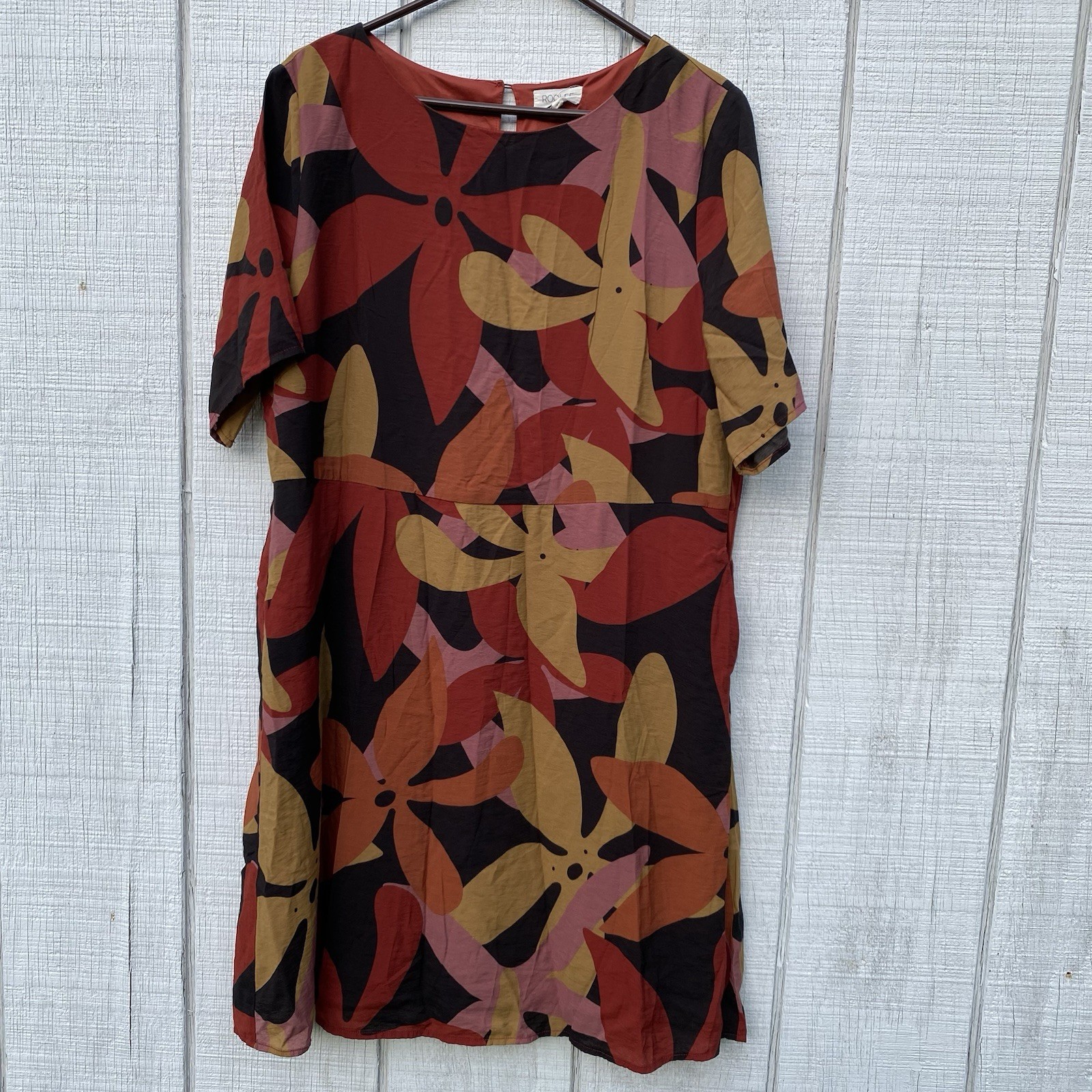 Roolee Earth Tones Shortsleeved Summer Dress XL Knee Length Office Professional