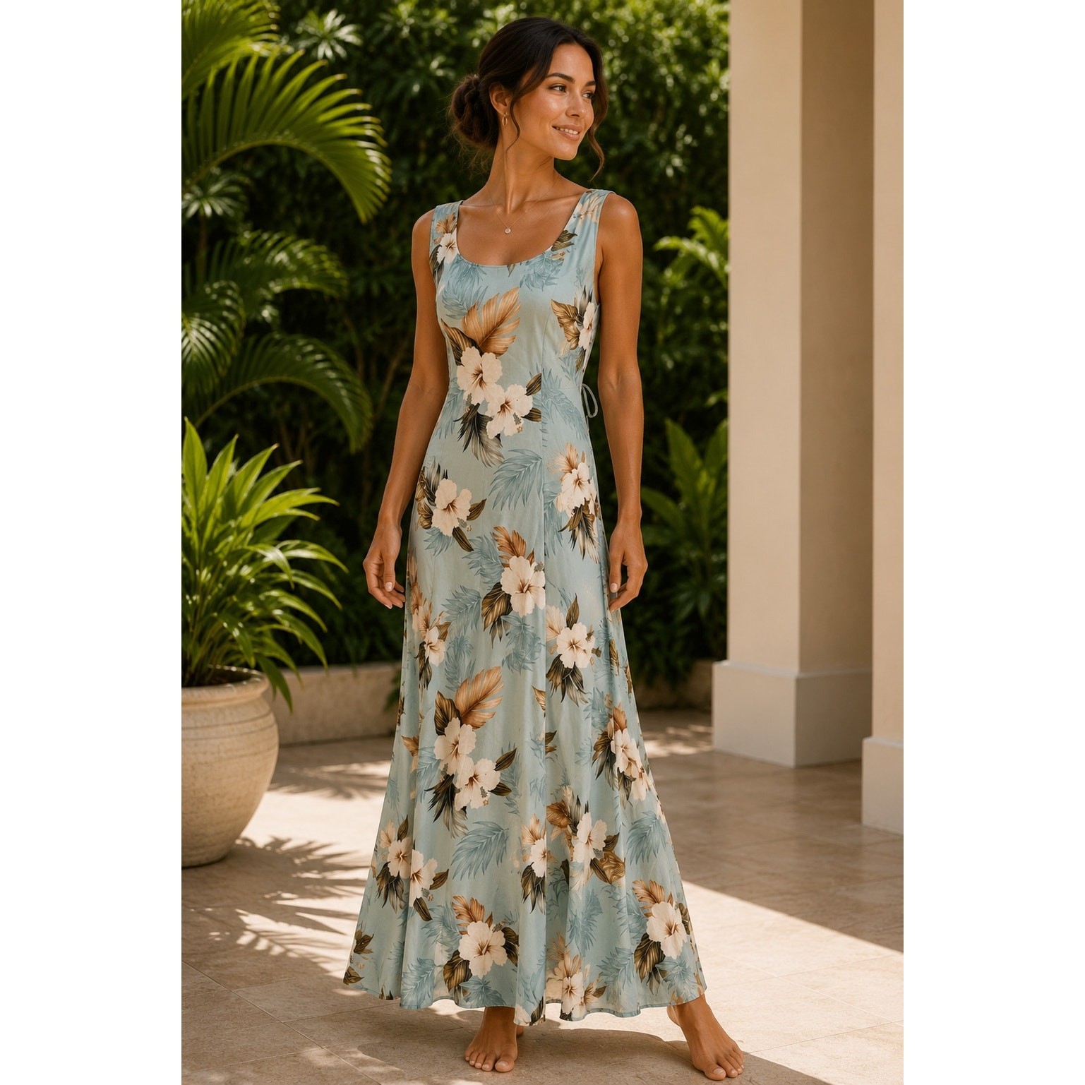 NWT Hilo Hattie Paradise Bay Sylvia Hawaiian Maxi Dress 2XL Made in Hawaii