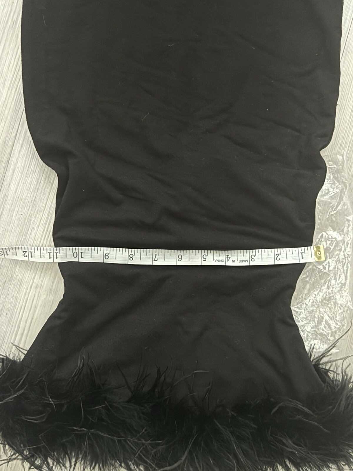 Naked Wardrobe Fine Feather Trim Strapless Minidress XS
