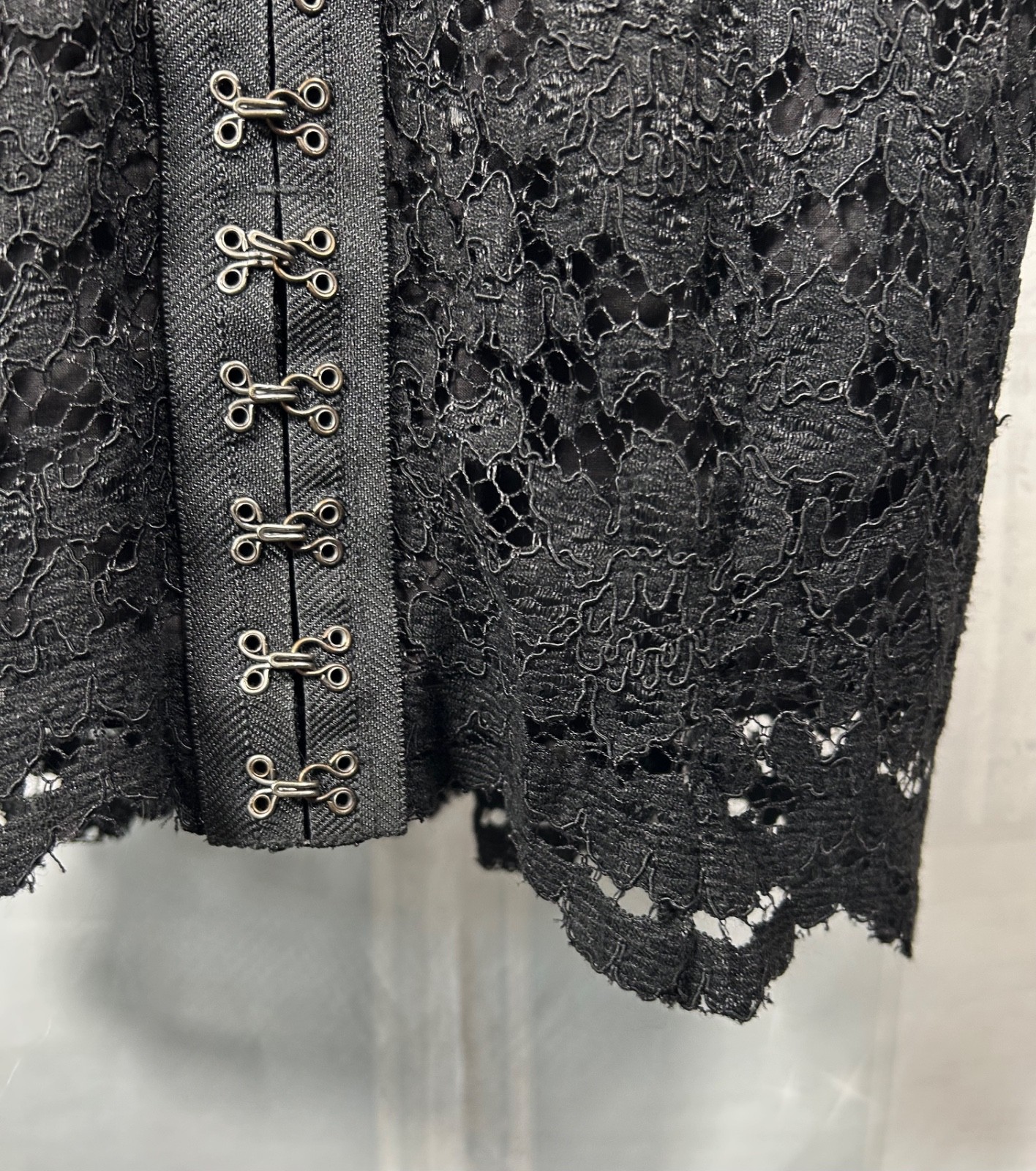 Whistles gothic black lace overlay sleeveless corset-style peplum waist dress, 8