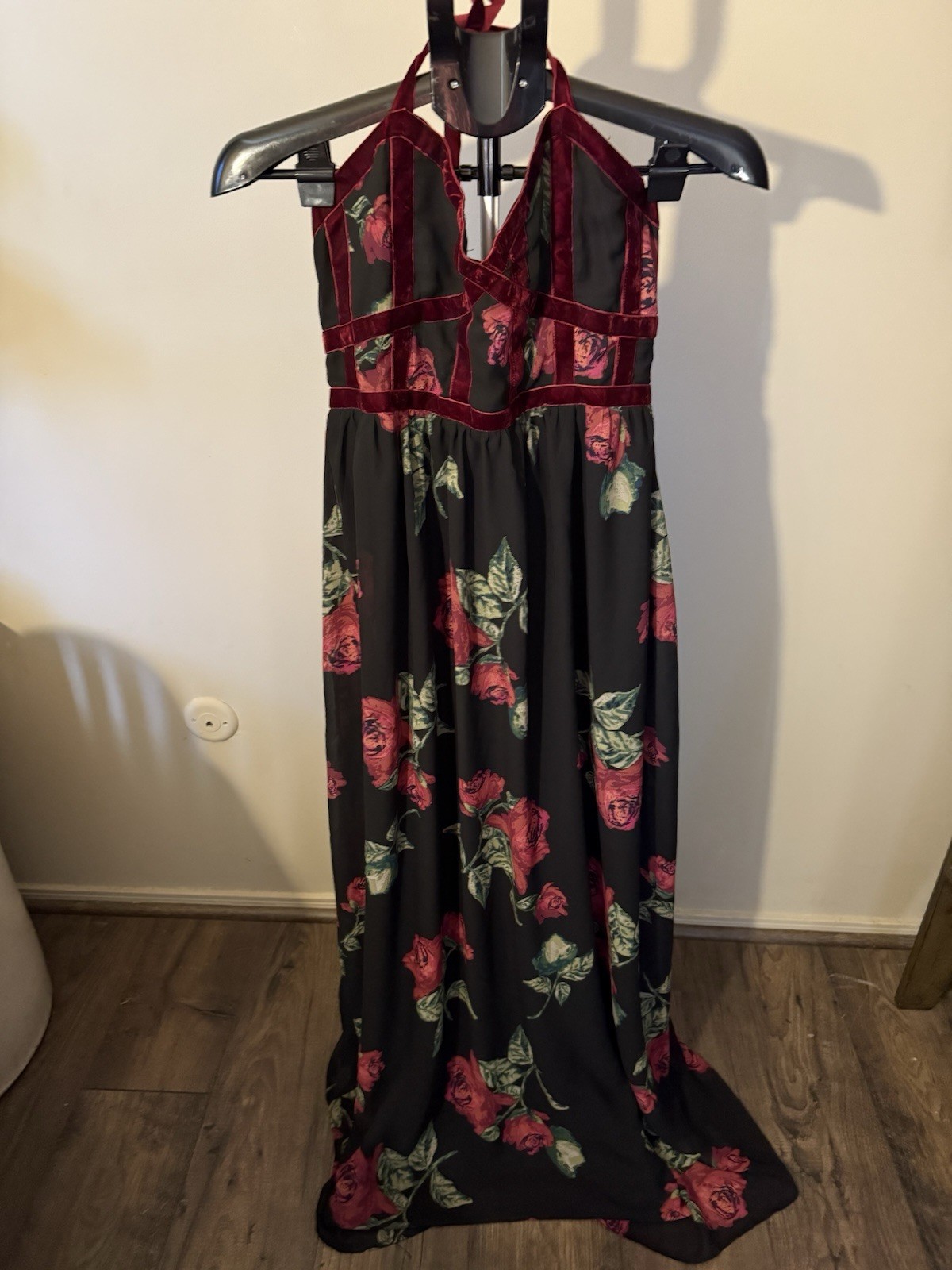 Altar’d State Midnight Rose Velvet-Trim Bustier Maxi Dress NWT Large Romance