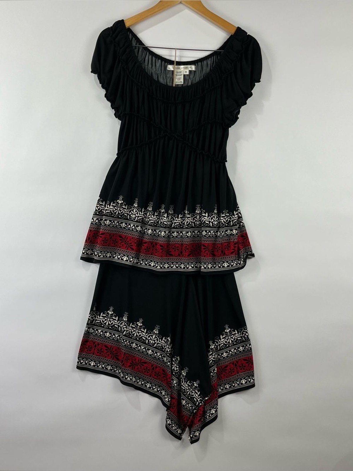 Max Studio 2 Piece Skirt Set Off Shoulder Handkerchief Hem Stretch Medium