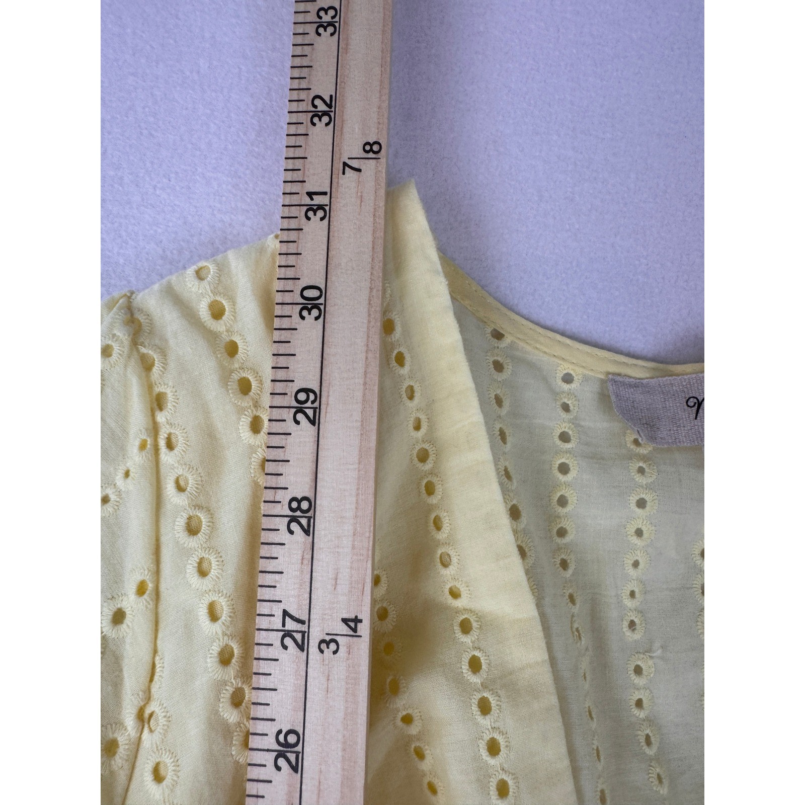 Mable Yellow Eyelet Cutout Mini Dress Women’s Medium Long Sleeve Cottagecore