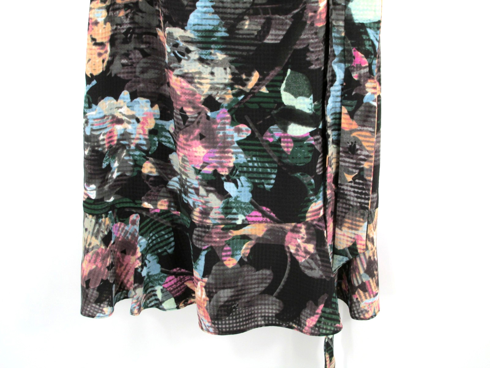 OUTBACK RED Midi Shift Dress Women 4 Black Floral Lined Belted Cottage Core