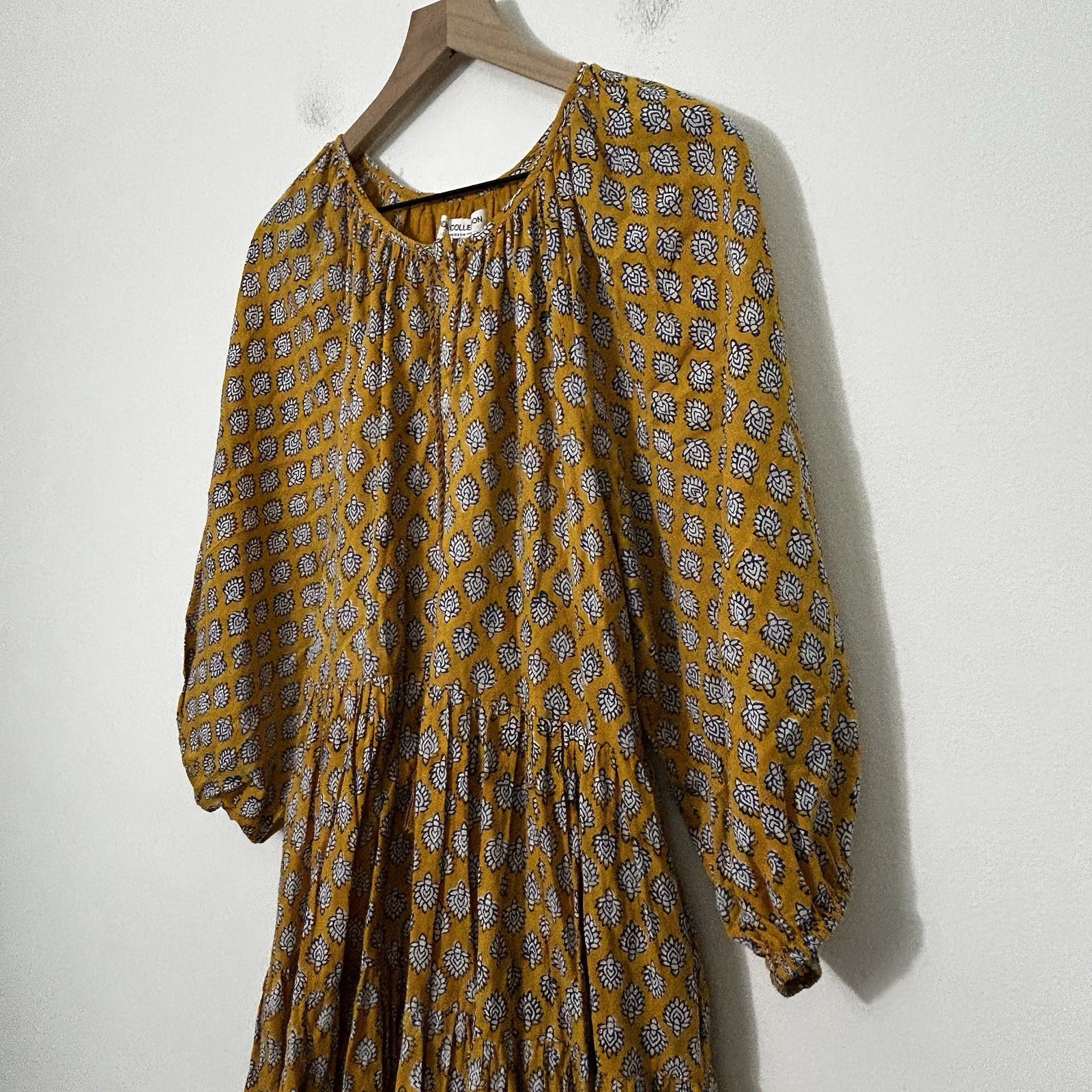 Emerson Fry Small Clemence Dress India Collection Tiered Yellow Boho Beach