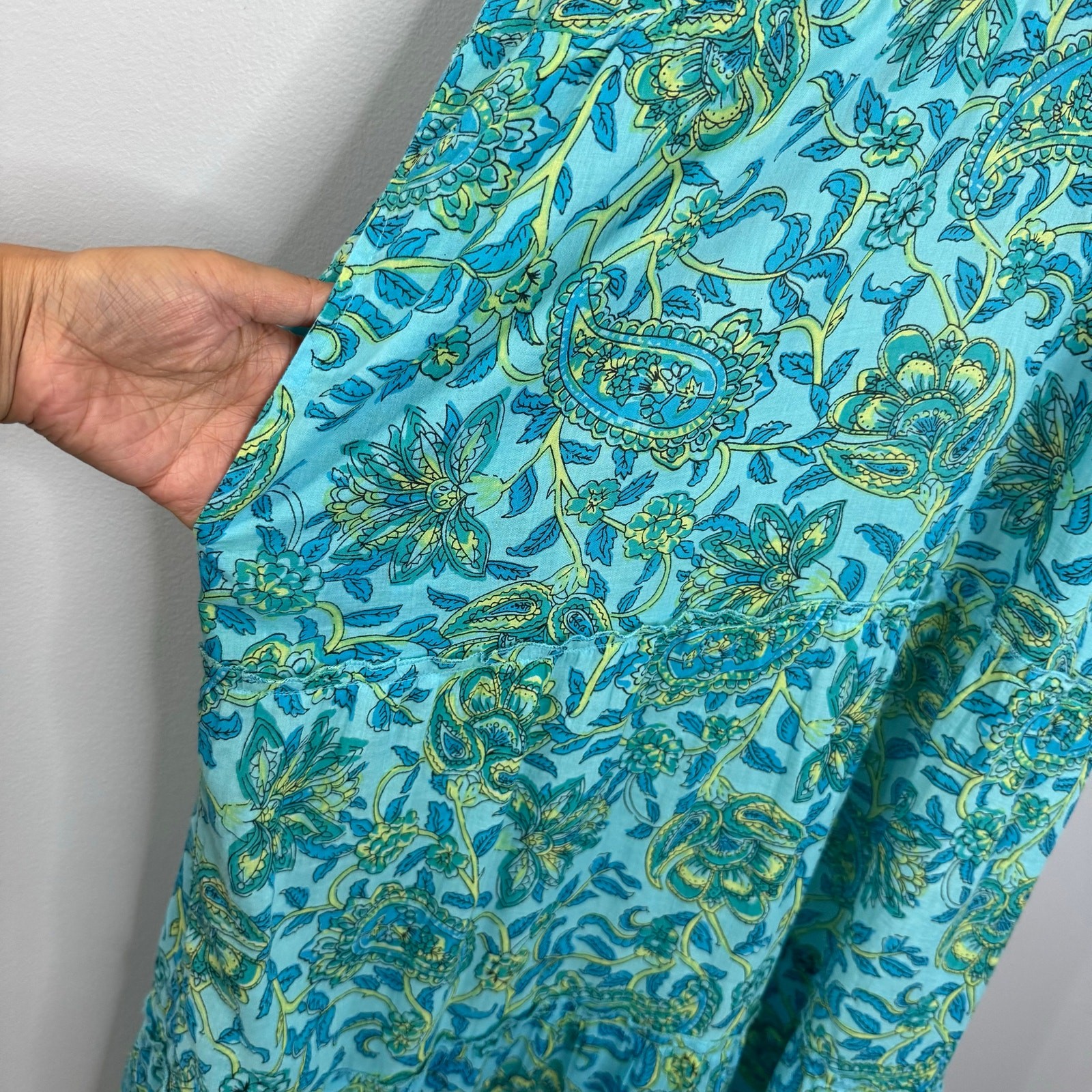Lola Australia Teal Blue Sleeveless Midi Dress Pullover Beach Vacation Relax