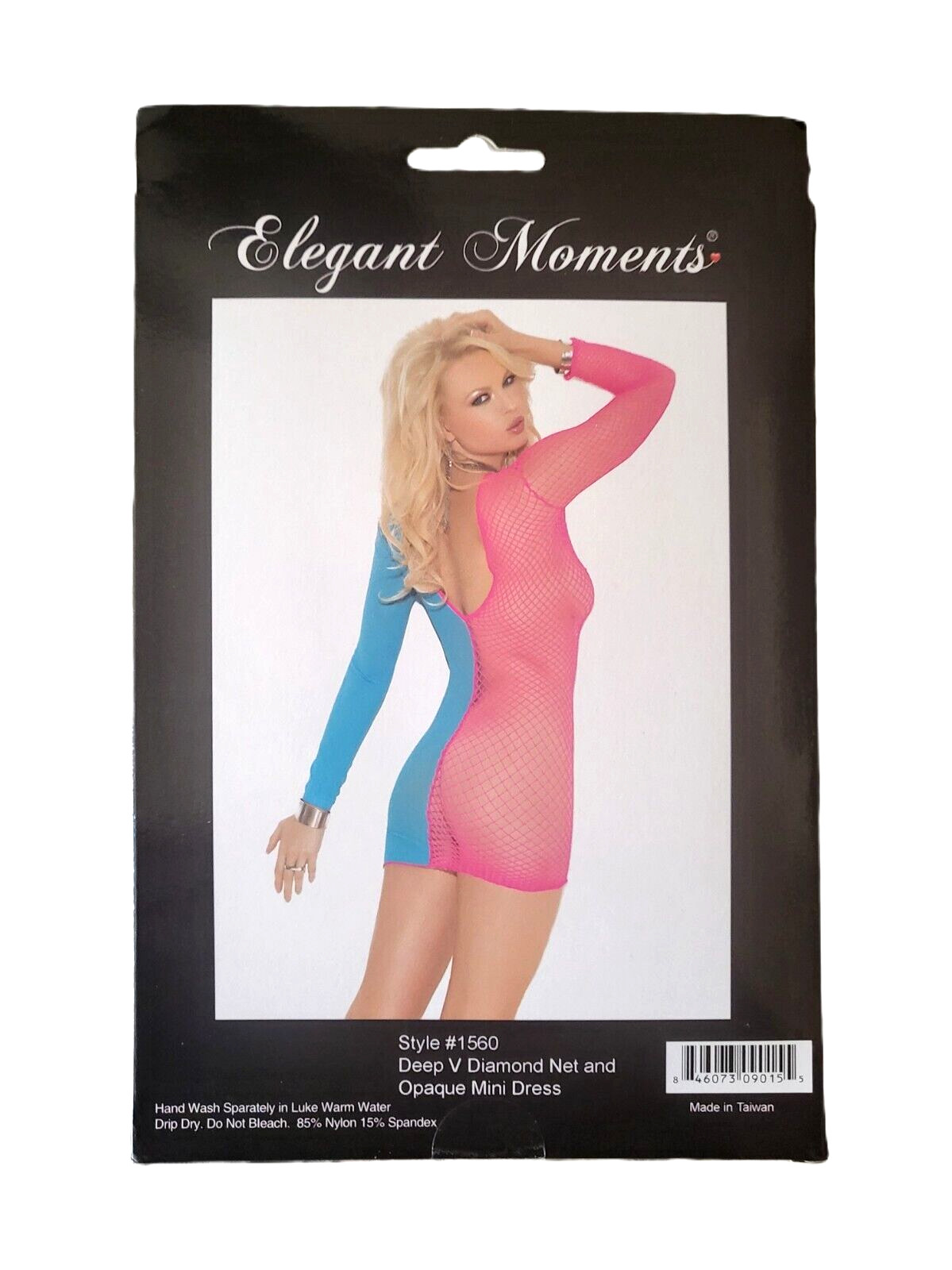 One Size Elegant Moments Deep V Diamond Net and Opaque Mini Dress 1560