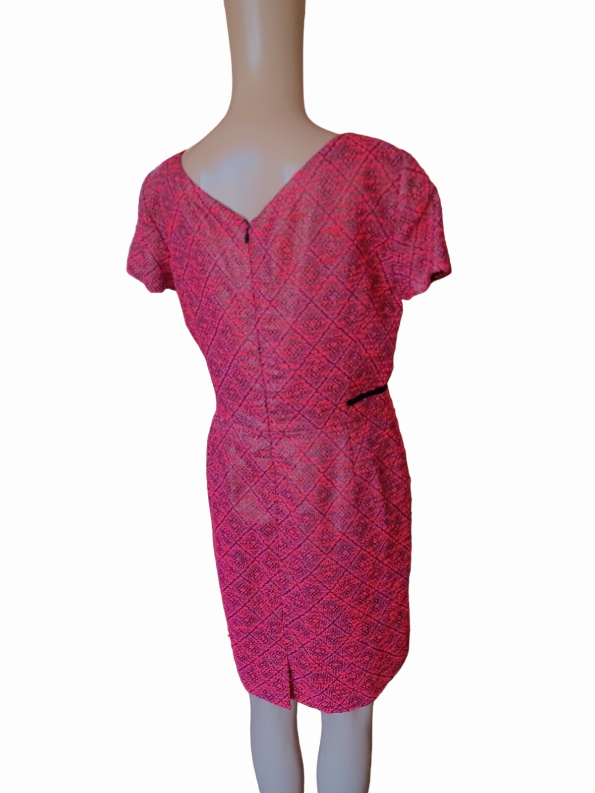 Antonio Melani Womens Short Sleeve Pink Black Sheath Dress Knee Length Size 8