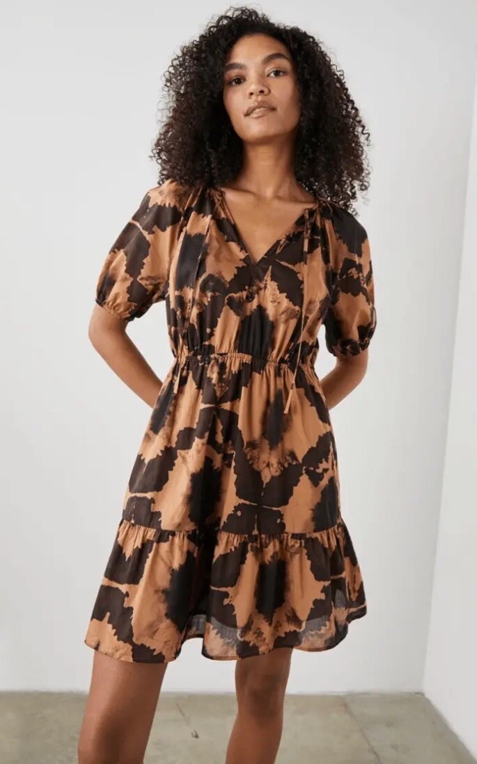 Rails Amabella Short Sleeve Dress Tigers Eye New $238 ~Size Small