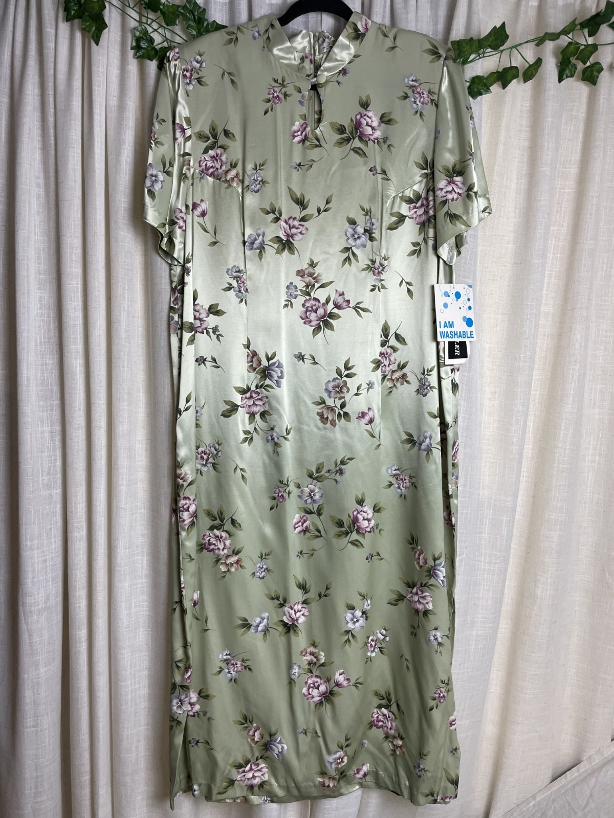 Vintage 90s Stacey Tyler Green Dress 16W Plus Floral Cottagecore Whimsigoth NWT