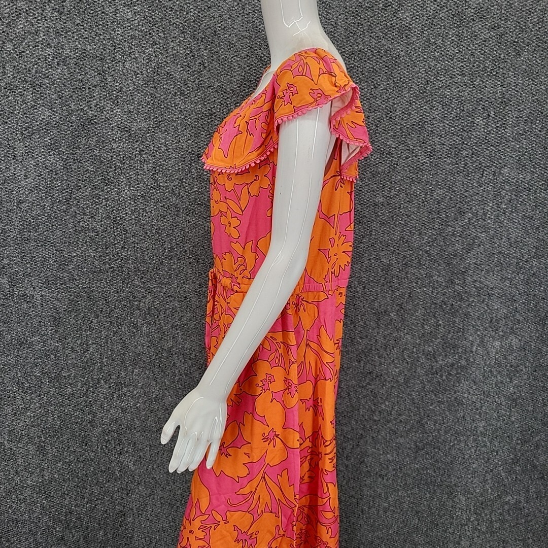 Isaac Mizrahi Live Allover Printed Modern Dress Petite Large Sz Pink Trendy Top