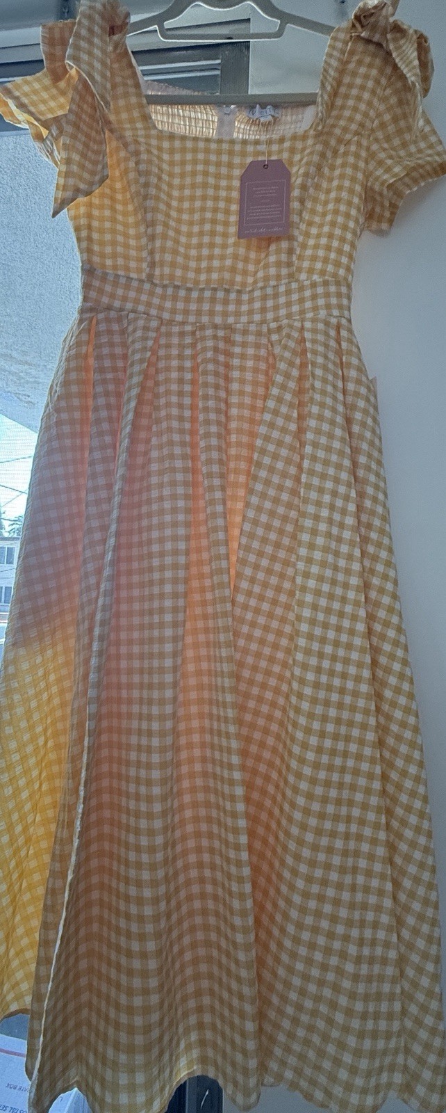 Ivy City Co. Yellow Gingham Check Dress Full Swing Sweep Cottage Core Briar XS