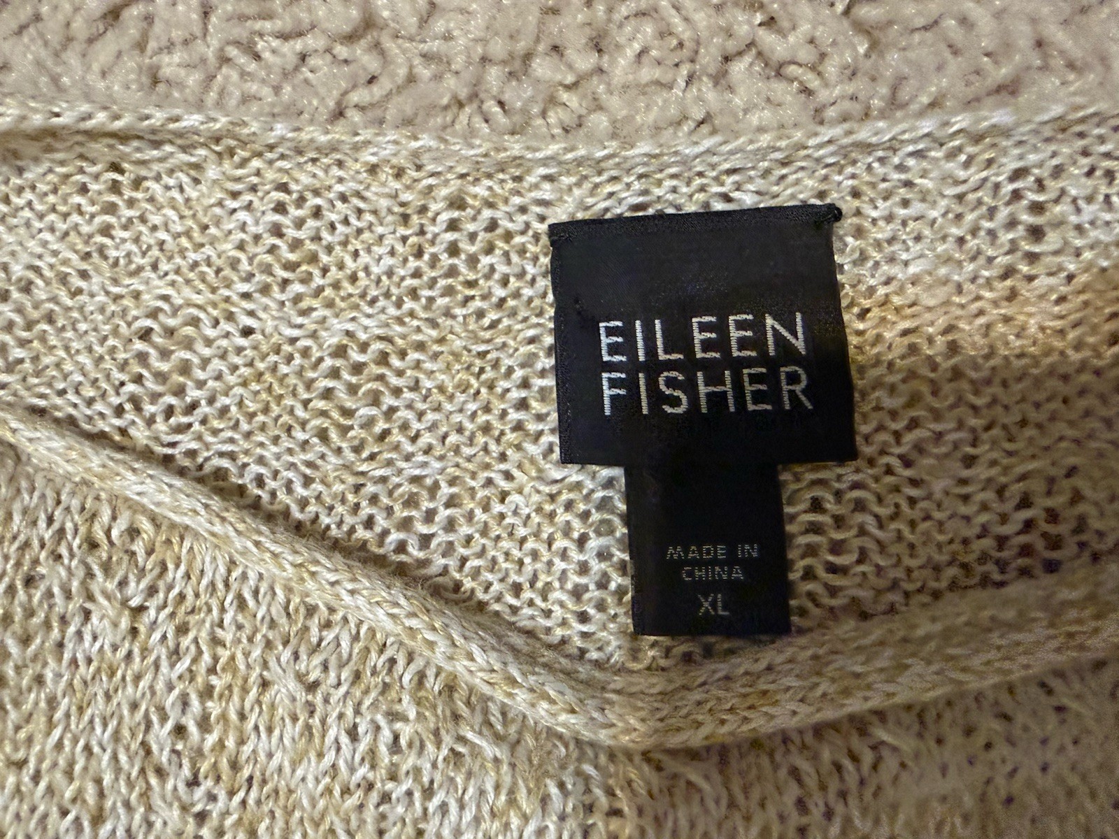EILEEN FISHER 100% Linen Rolled Bateau Neck Tunic Dress Natural Heather Size XL
