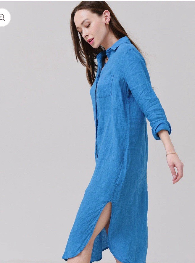 Stark X Linen Light Blue Dress Cover Up Button Down Size Medium Retail $236