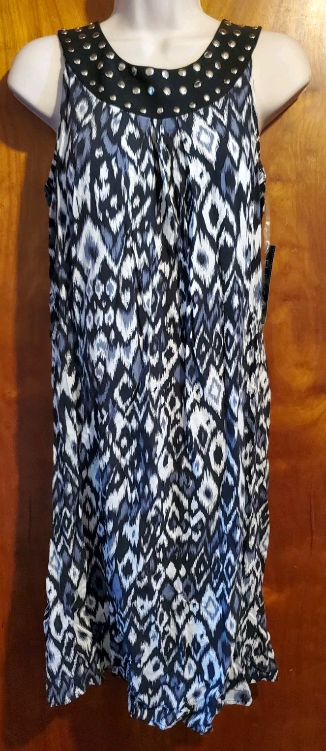 Elementz Women’s Sleeveless Tank Rayon Dress Size Small Embellished Neckline NWT