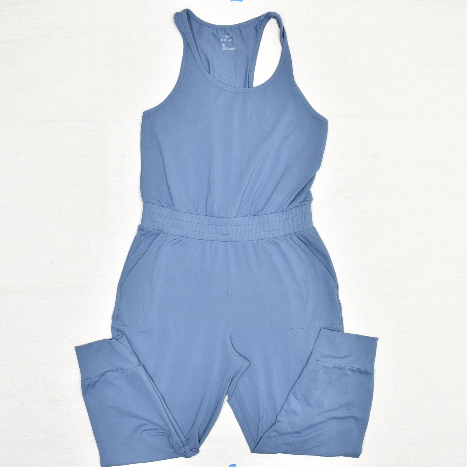 Nike Women’s Jogger Jumpsuit Crew Neck Skinny Sleeveless Polyester Blue Dri Fit