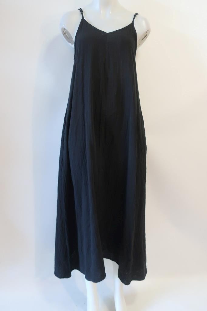 Womens Stark X Black (Item-46) Gauzy Cotton Adjustable Strap Midi Dress M