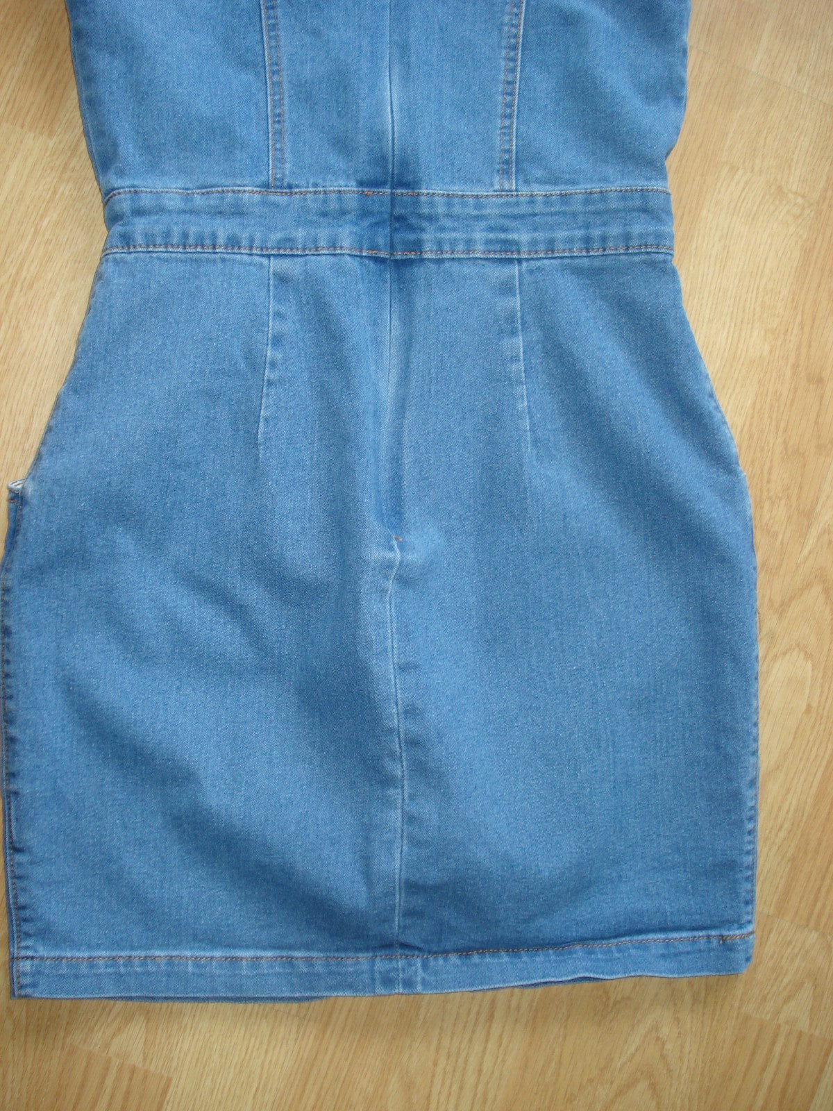 MISSGUIDED DENIM COTTON/POLY POCKETS STRAPS SLEEVELESS FIXED BUTTON UK 10