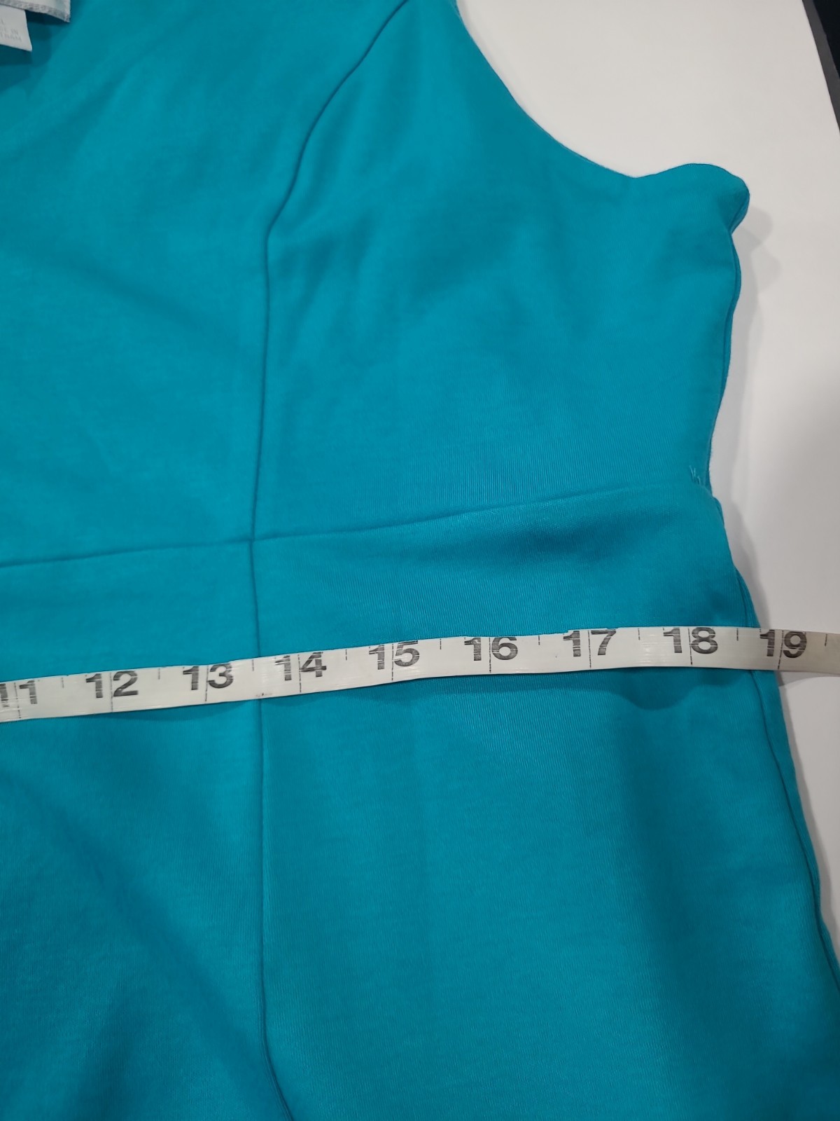 New York & Co Women’s Teal Solid V-Neck Sleeveless Knit Dress Sz XL 100% Cotton