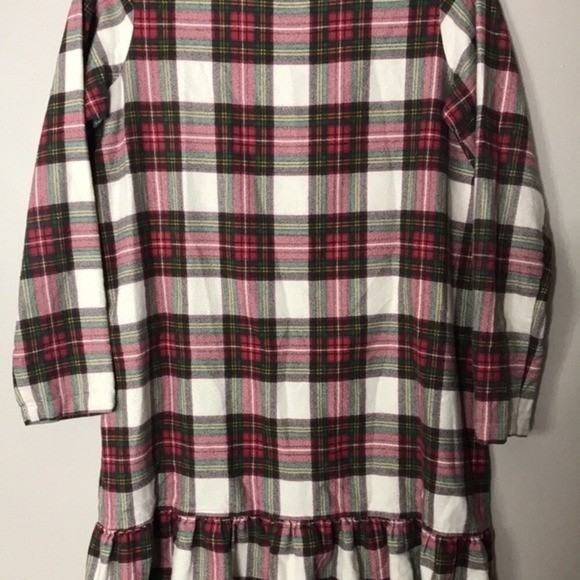 Hanna Andersson Women Plaid Flannel Ruffle Hem Dress Red Green 14-16