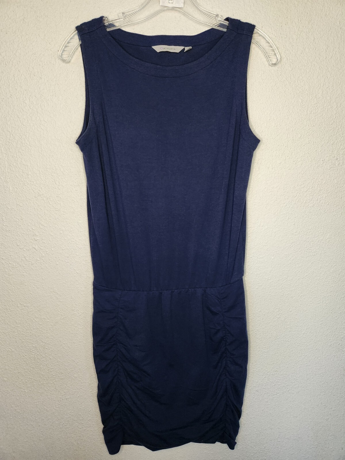 Athleta Womens Navy Blue Sleeveless Ruched Tulip Tank Dress Size XS