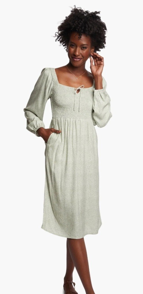 ABLE Nashville Boutique Joyce Smocked Midi Dress Desert Sage Trad Size 3X 20/22