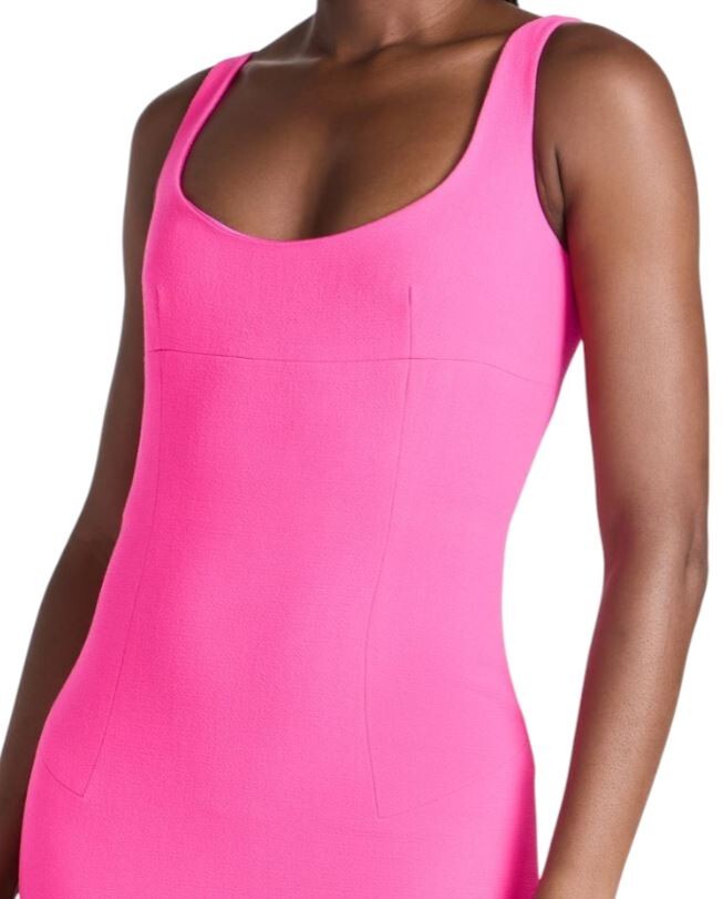 Sergio Hudson Scoop Neck Paneled Mini Tank Dress Neon Pink Size: 6 RETAI: $1295